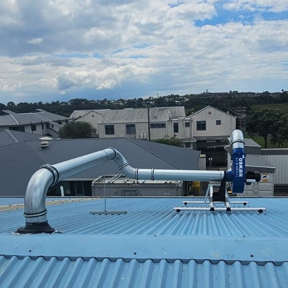 Where facilities allow, extraction through the roof is a good option with the fan mounted outside to save noise issues.