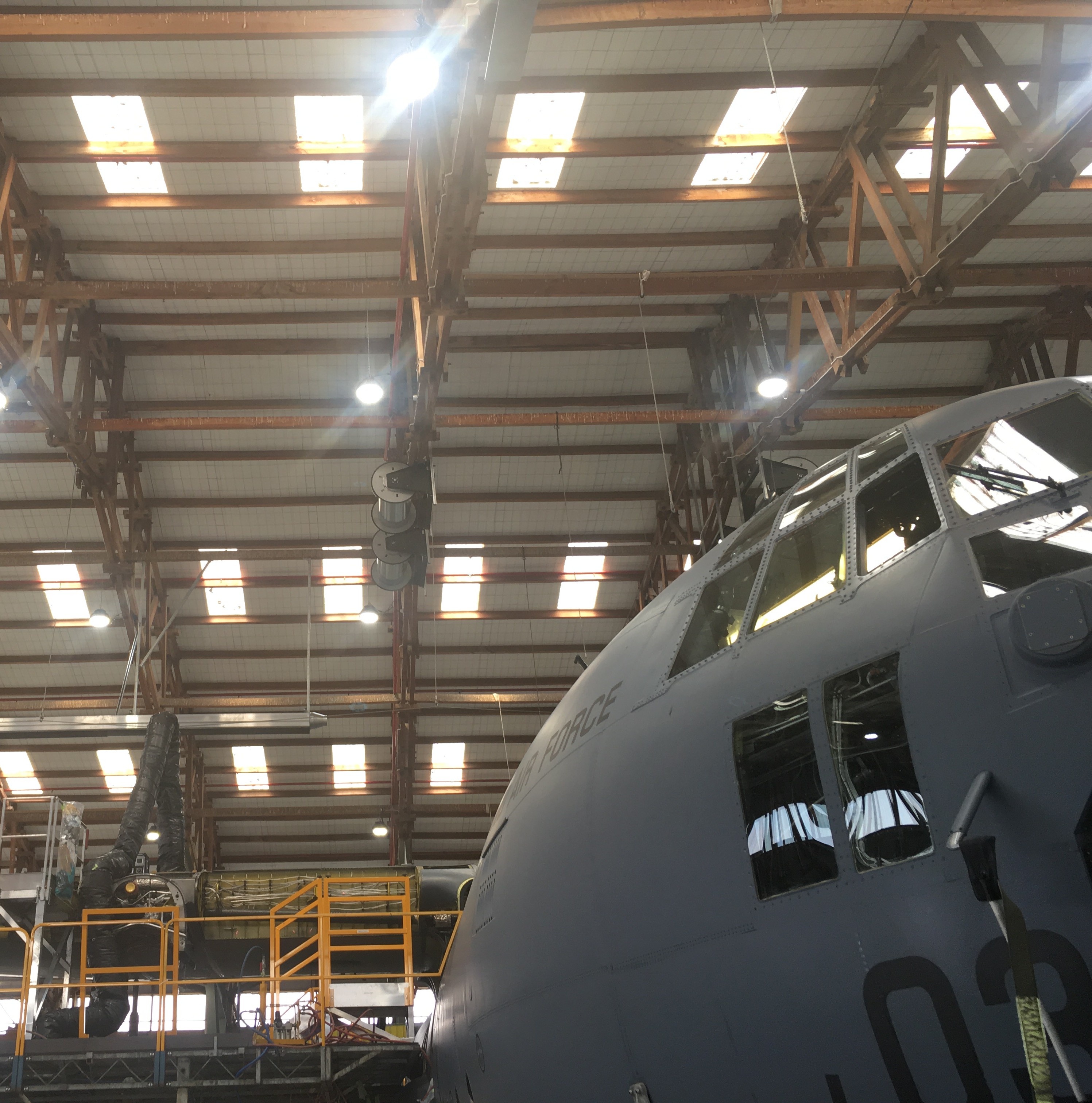 When working overhead, roof mounted Garage Reels keep flex out of the way when not required.