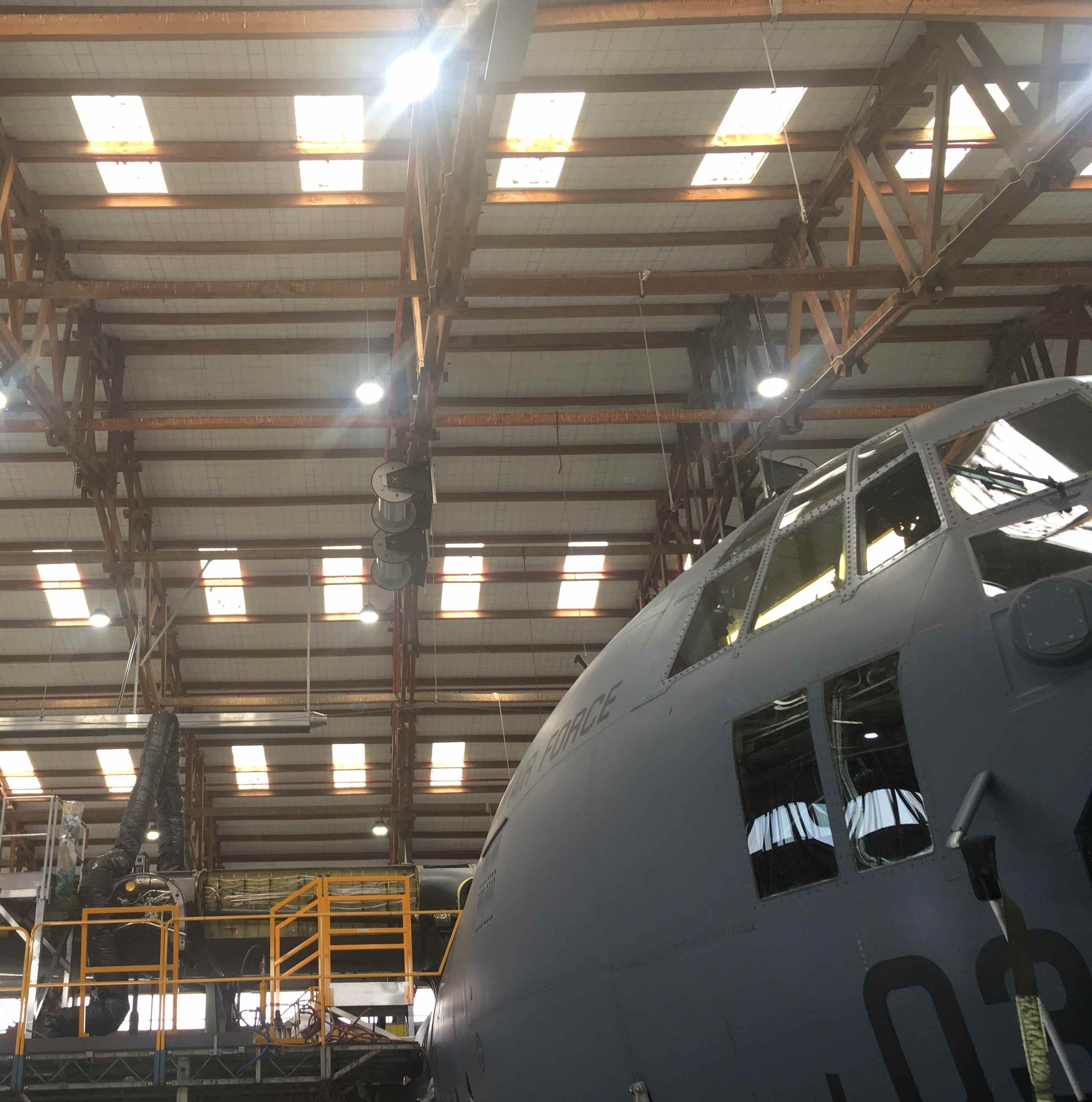 When working overhead, roof mounted Garage Reels keep flex out of the way when not required